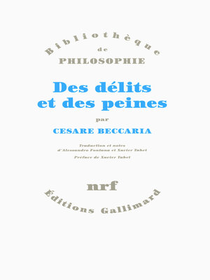 cover image of Des délits et des peines